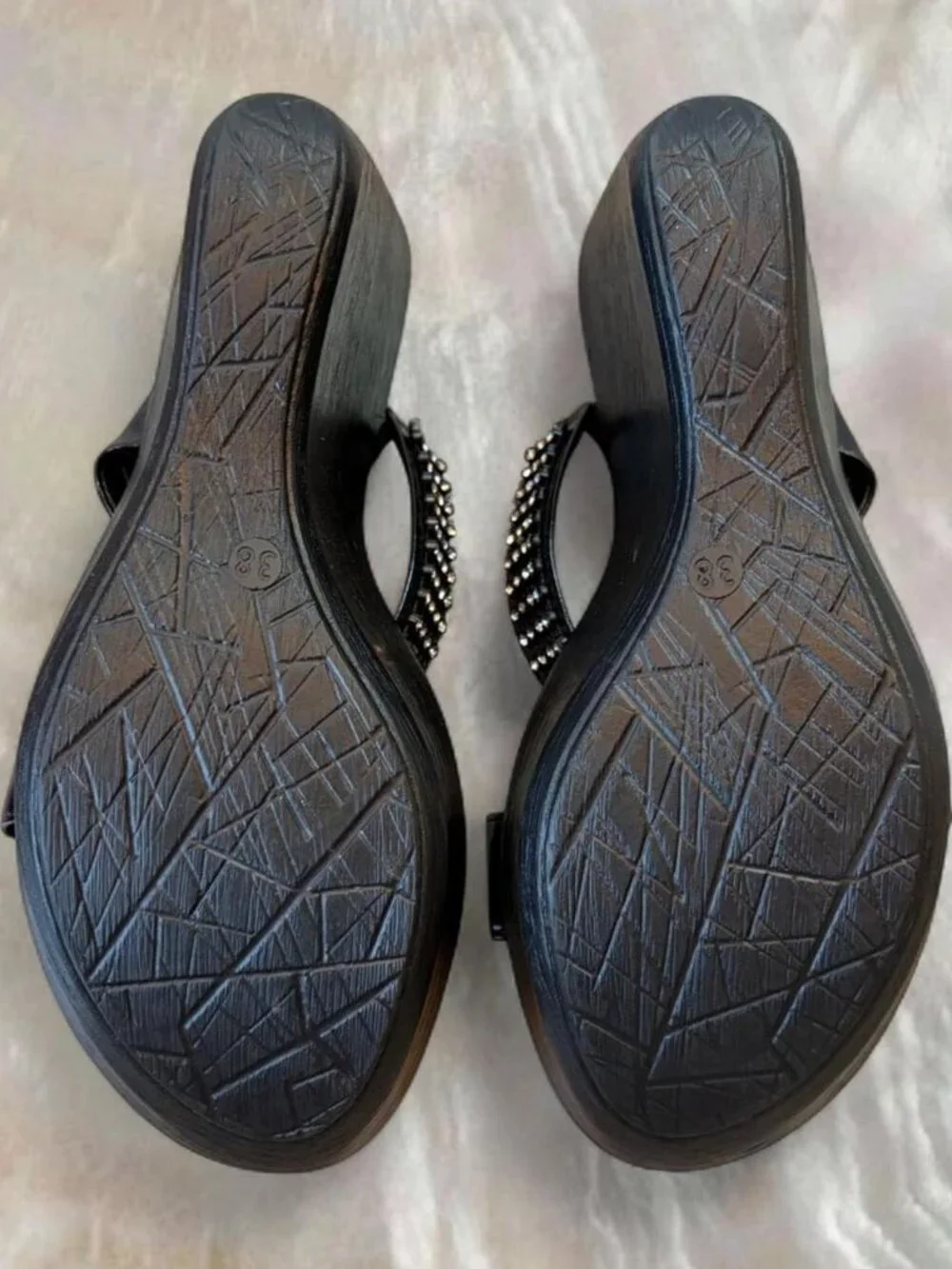 Athena Alexander Rhinestone Leather Wedges